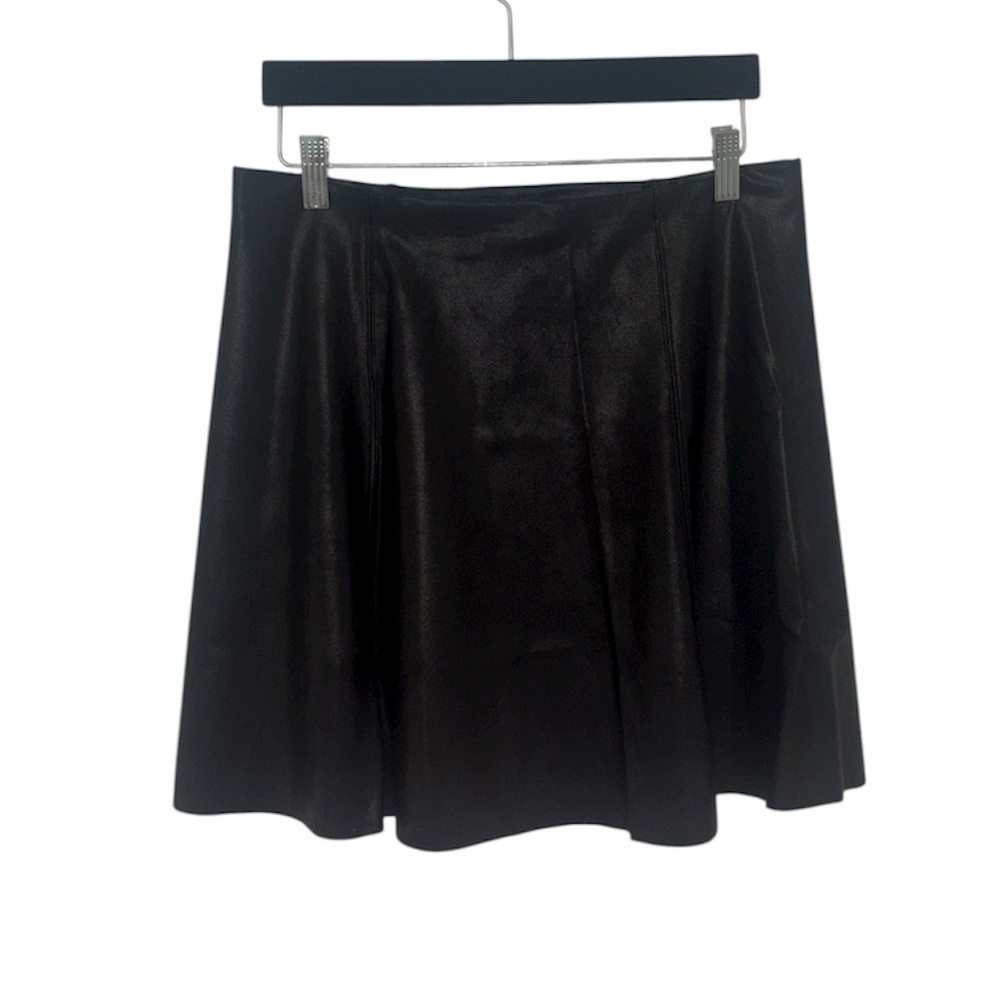 SPANX Black Faux Leather Skater Skirt